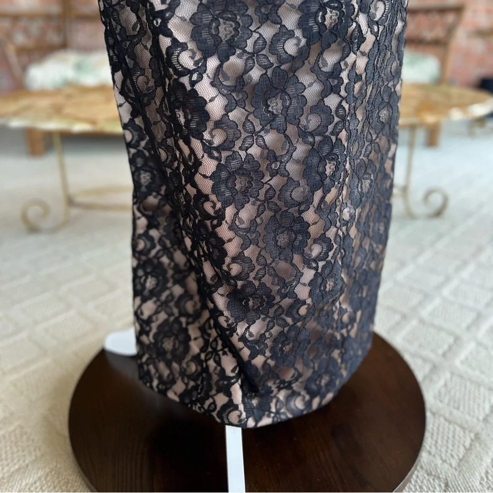 Arianna by Rachel Kaye Black Lace Nude Illusion Evening Maxi Dress 6 Cocktail - Picture 6 of 17